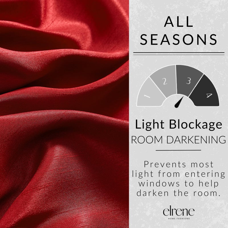 Elrene All Seasons Blackout Window Curtain Panel, Room-Darkening Rod-Pocket and Back Tab Curtain, 52"x84", Red, 1 Panel - Image 4